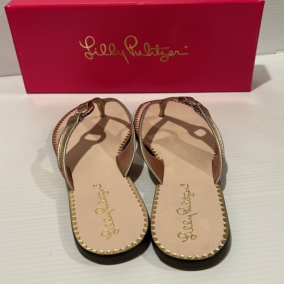 Lilly Pulitzer Gold Metallic Sandals - Size  7M - NWT - Picture 3 of 10